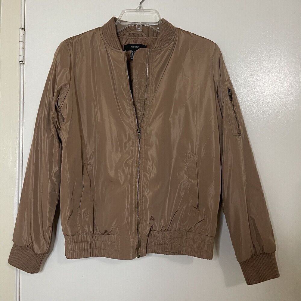 Forever 21 Mauve dusty rose full zip bomber light jacket size small